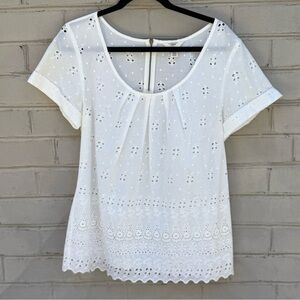Vintage Lands’ End Size 10 White Eyelet Women's Top 100% Cotton